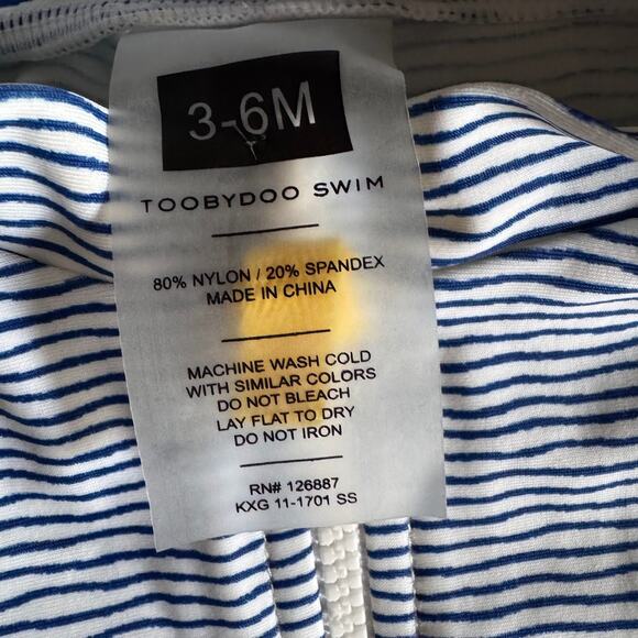 Toobydoo Striped Evie Sun Suit 3-6 Months One Piece UV Protection Bathing Suit - Picture 2 of 6